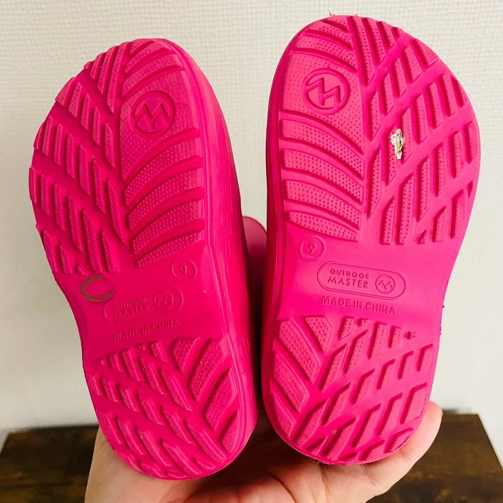 OutdoorMaster Rain Boots Pink Easy-On Handles Kids Size 9 Waterproof Gorpcore